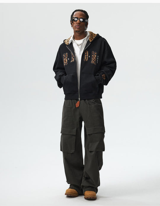 MEDM Leopard Faux Fur Layered Zip Up Hoodie | Face 3 Face