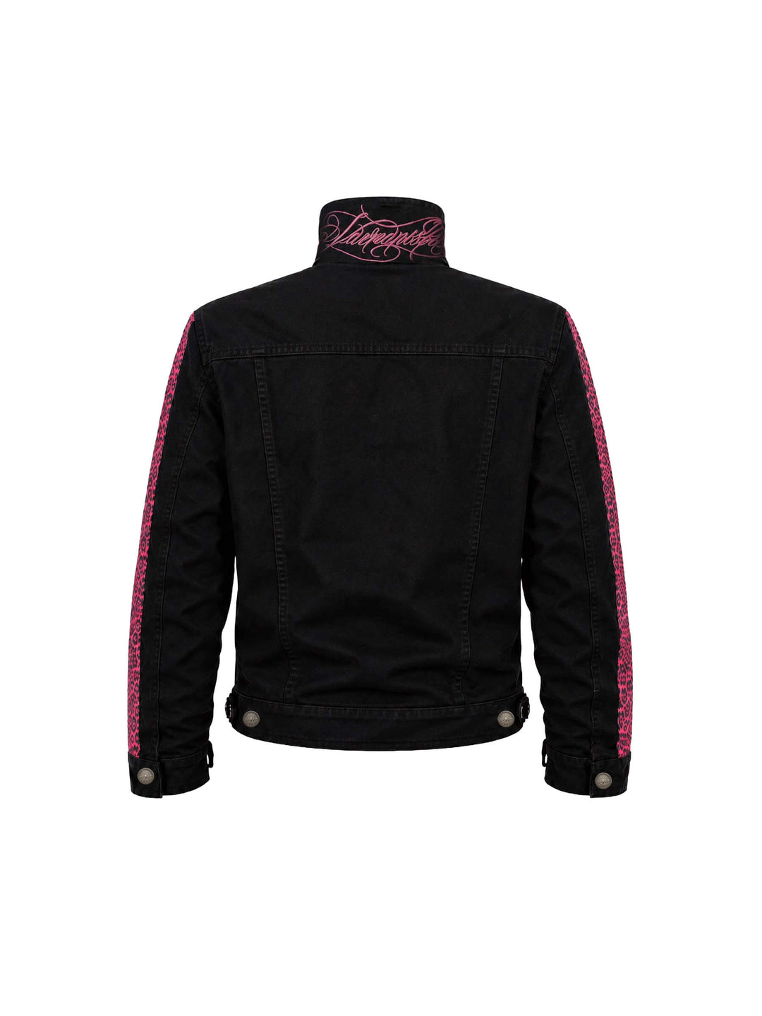 KARMANISTIC Pink Leopard Print Patchwork Denim Jacket | Face 3 Face