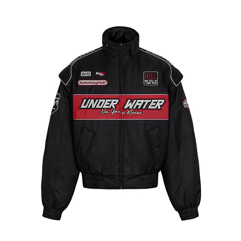 UNDERWATER Hell Badge Embroidered Racing Bomber Jacket | Face 3 Face