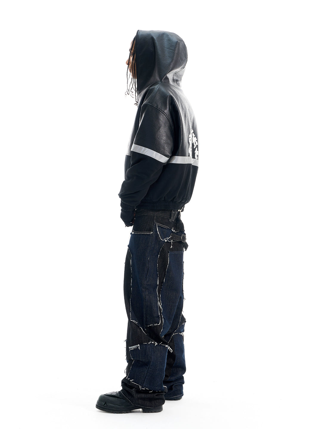 BLIND NO PLAN Frayed Edge Patchwork Remake Denim Jeans | Face 3 Face