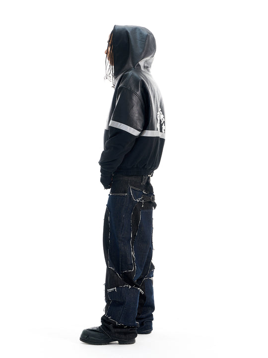 BLIND NO PLAN Frayed Edge Patchwork Remake Denim Jeans | Face 3 Face