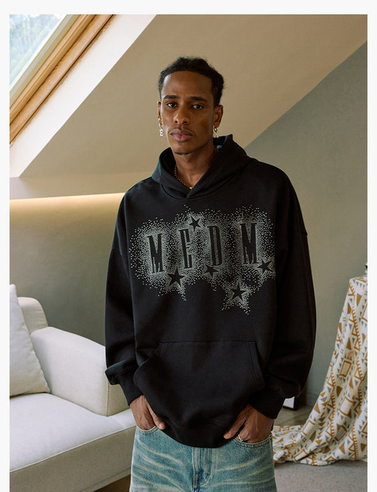 MEDM Rhinestone Star & Logo Hoodie | Face 3 Face