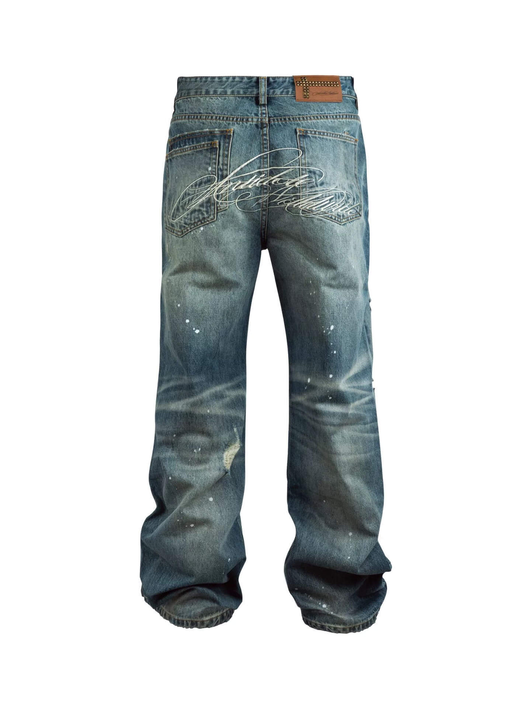 ANTIDOTE Back Embroidery Washed Distressed Jeans | Face 3 Face