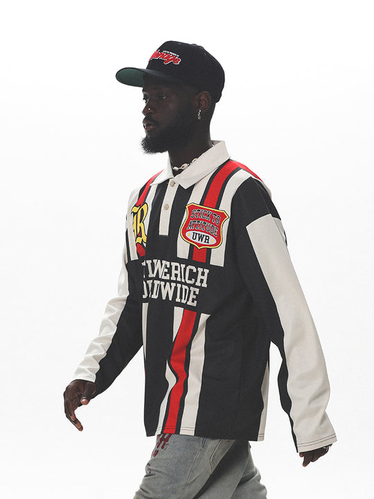 UNTILWERICH Contrast Stitch Long Sleeve Polo Jersey | Face 3 Face