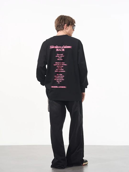 Harsh and Cruel Phantom Pink Color Clash Long Sleeve Tee