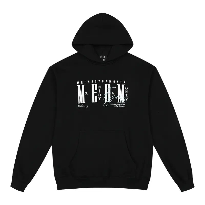 MEDM Logo Print and Embroidered Lettering Hoodie | Face 3 Face
