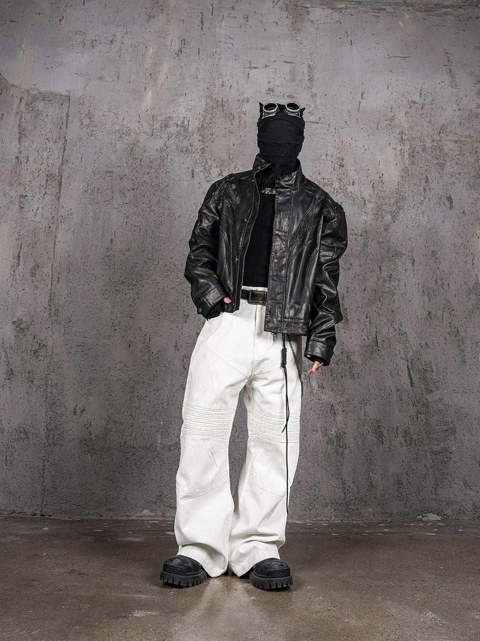 UNDERWATER White Waxed Biker Wide Leg Bootcut Jeans | Face 3 Face