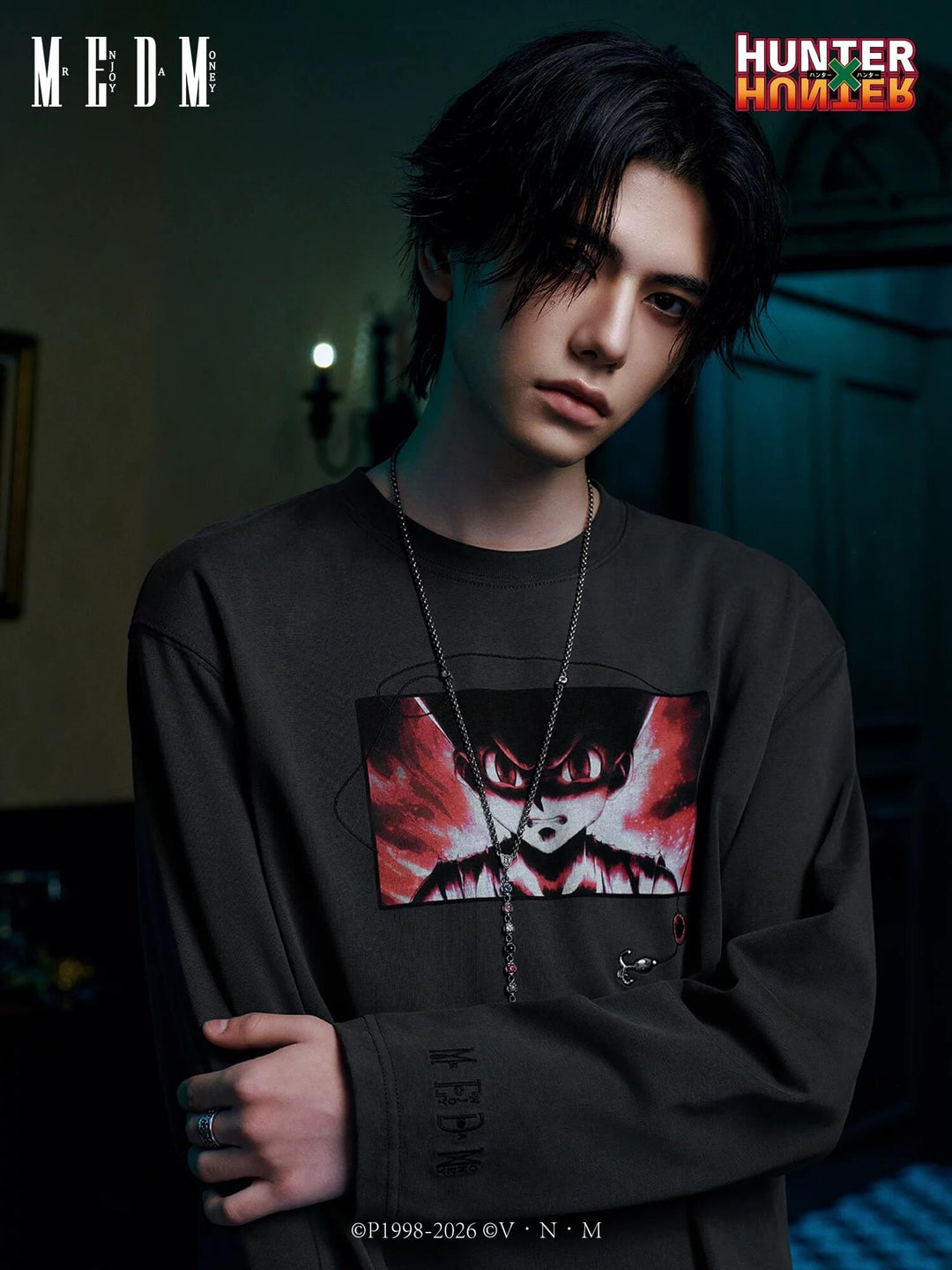 MEDM × HUNTER×HUNTER Character Print Embroidered Long Sleeve Tee | Face 3 Face