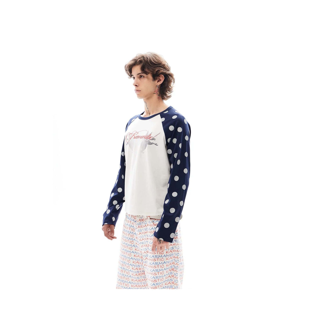 KARMANISTIC Pegasus Print Dot Sleeve Raglan Long Sleeve Tee | Face 3 Face
