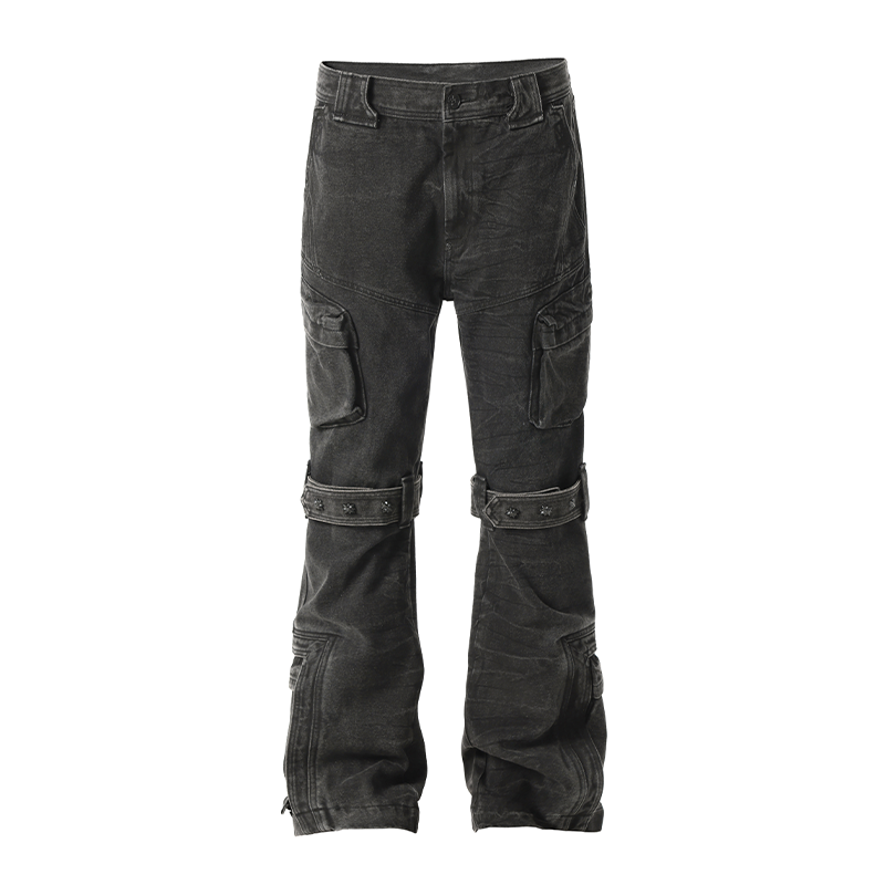 JHYQ Studs Strapped Work Denim Jeans