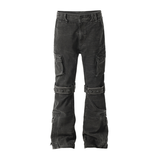 JHYQ Studs Strapped Work Denim Jeans