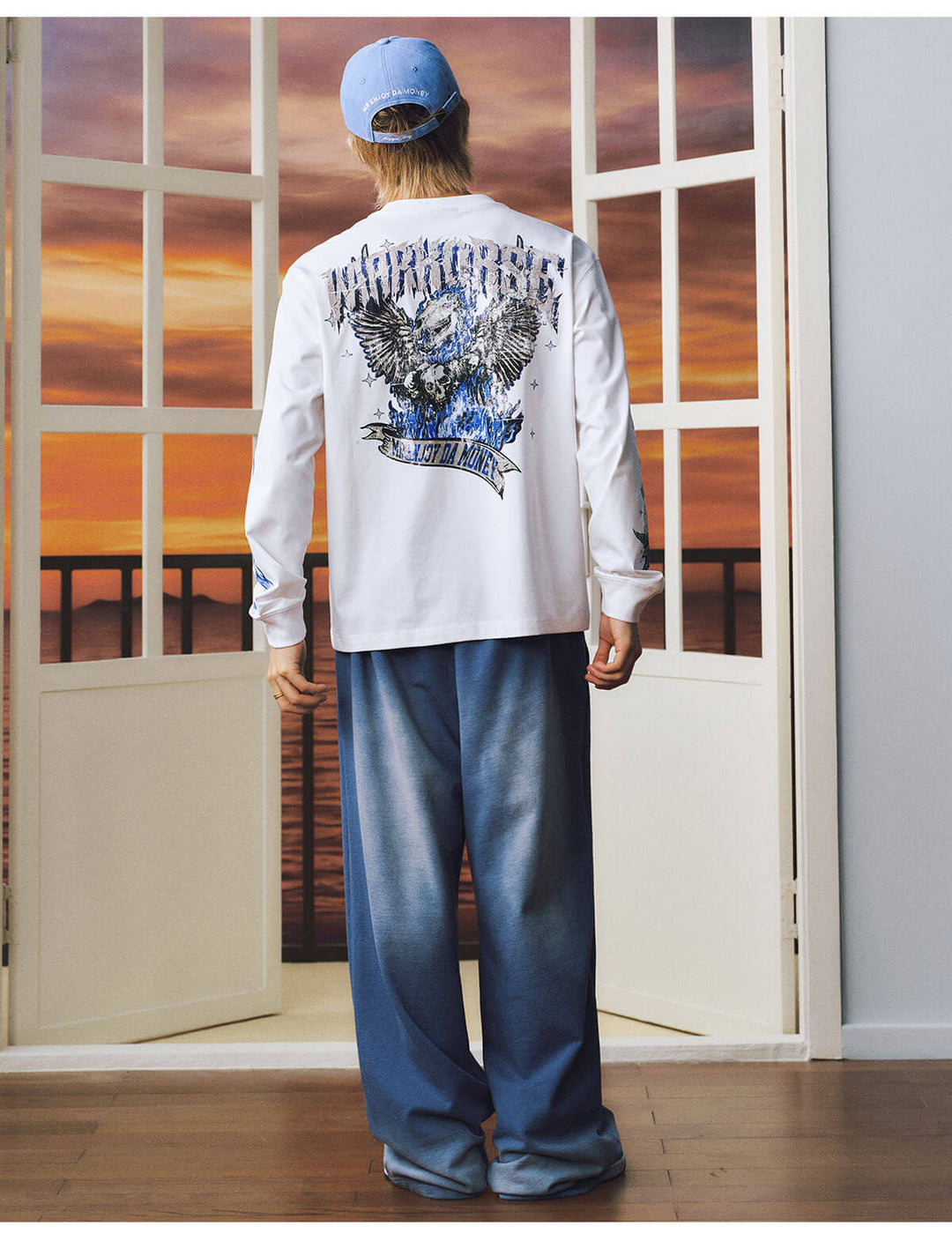 MEDM Skeleton Angel Graphic Print Washed Baggy Sweatpants | Face 3 Face