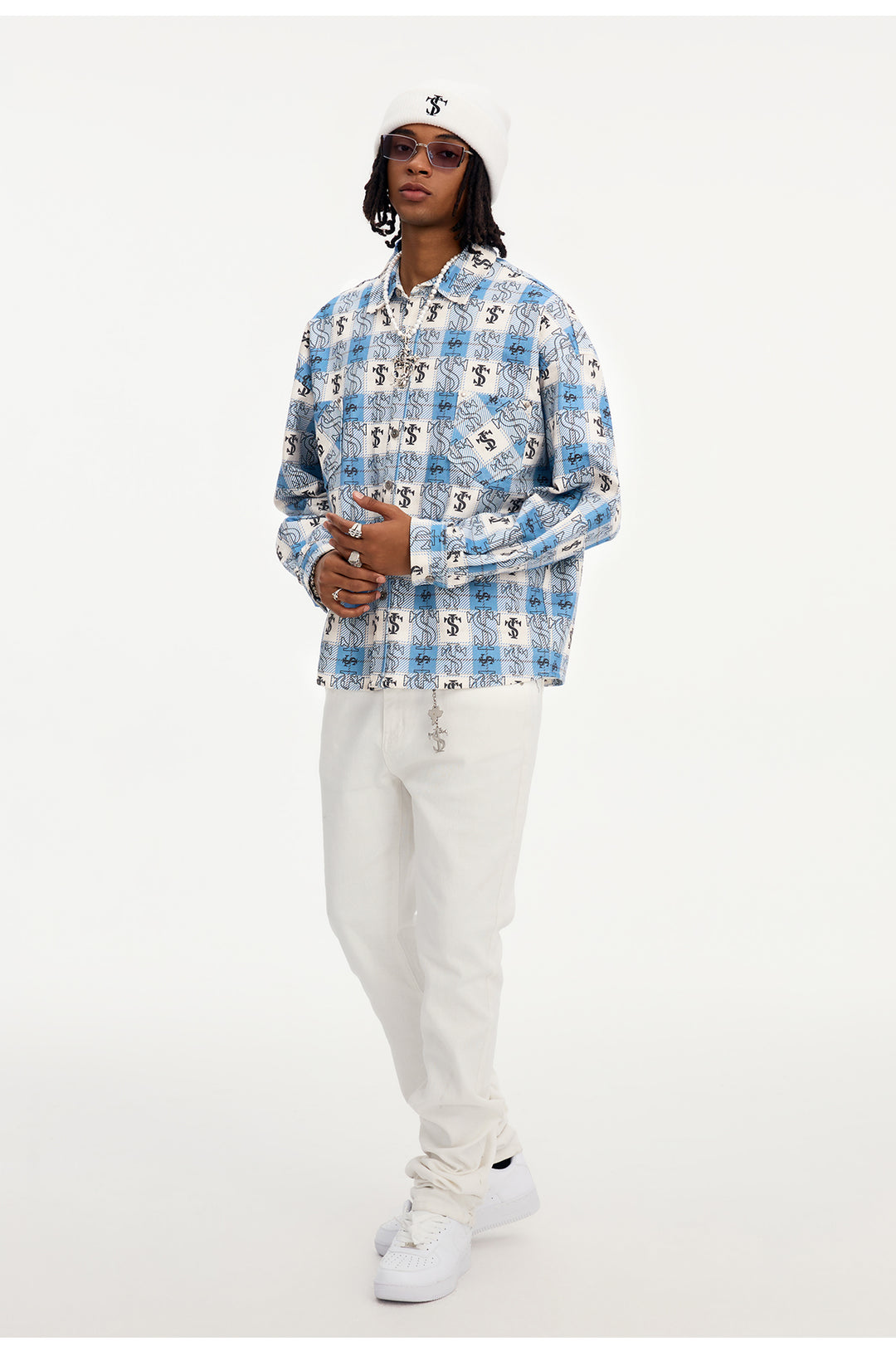 Small Town Kid Cross Logo Original Plaid Full-Print Long Sleeve Shirt | Face 3 Face