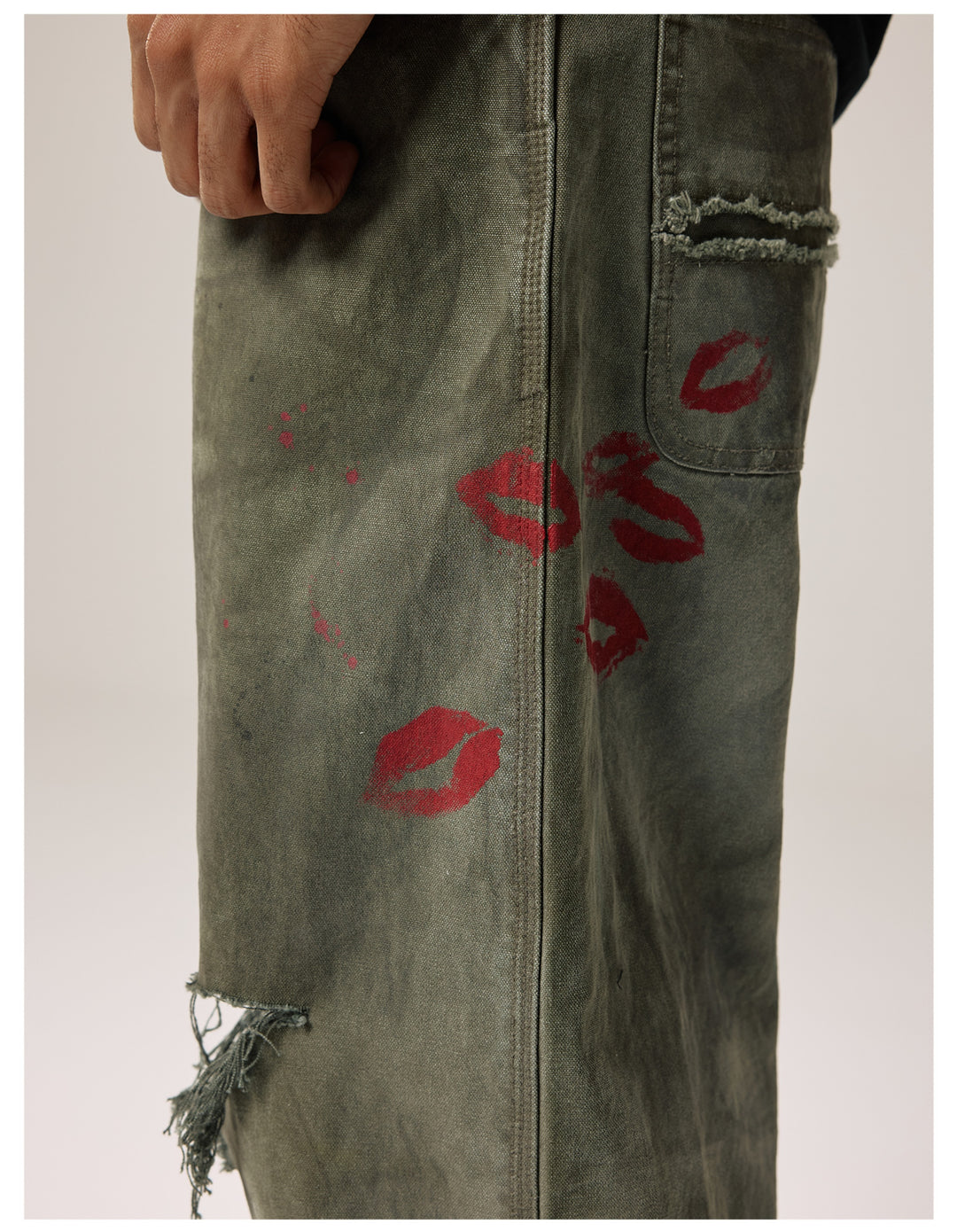 Remedy Kiss Mark Distressed Hole Work Painter Pants | Face 3 Face