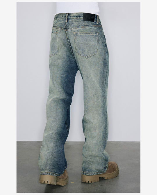 NOVACAM Heavy Washed Gradient Mud Dyed Stitched Flared Jeans | Face 3 Face