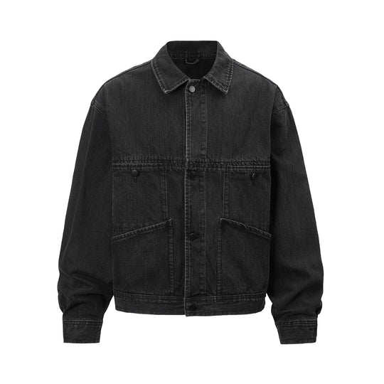 F3F Select Classic Black Washed Denim Jacket | Face 3 Face