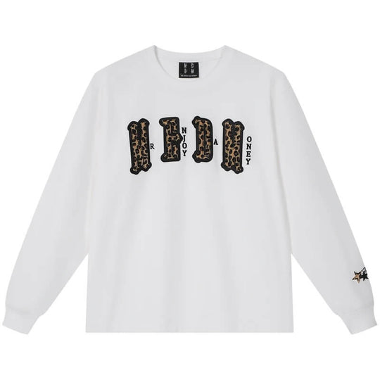 MEDM Leopard Print Logo Patch Long Sleeve Tee | Face 3 Face