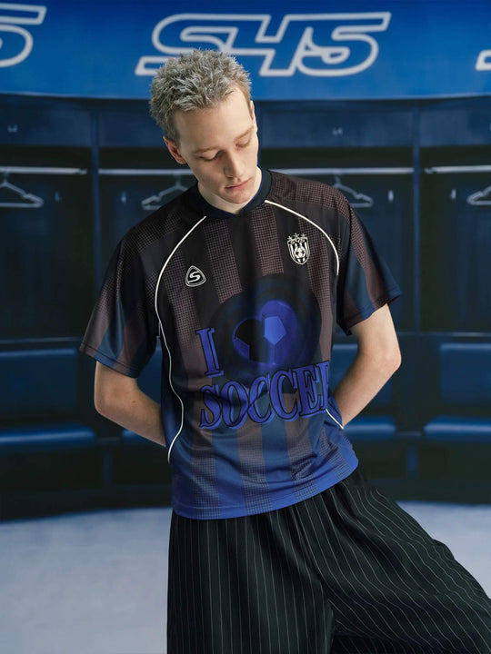 S45 Gradient Heart Striped Short Sleeve Soccer Jersey | Face 3 Face