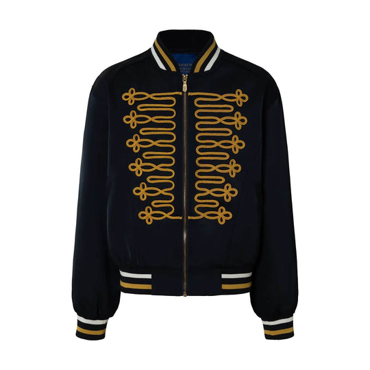 YADcrew Napoleon Braid Embroidered Shiny Bomber Jacket | Face 3 Face