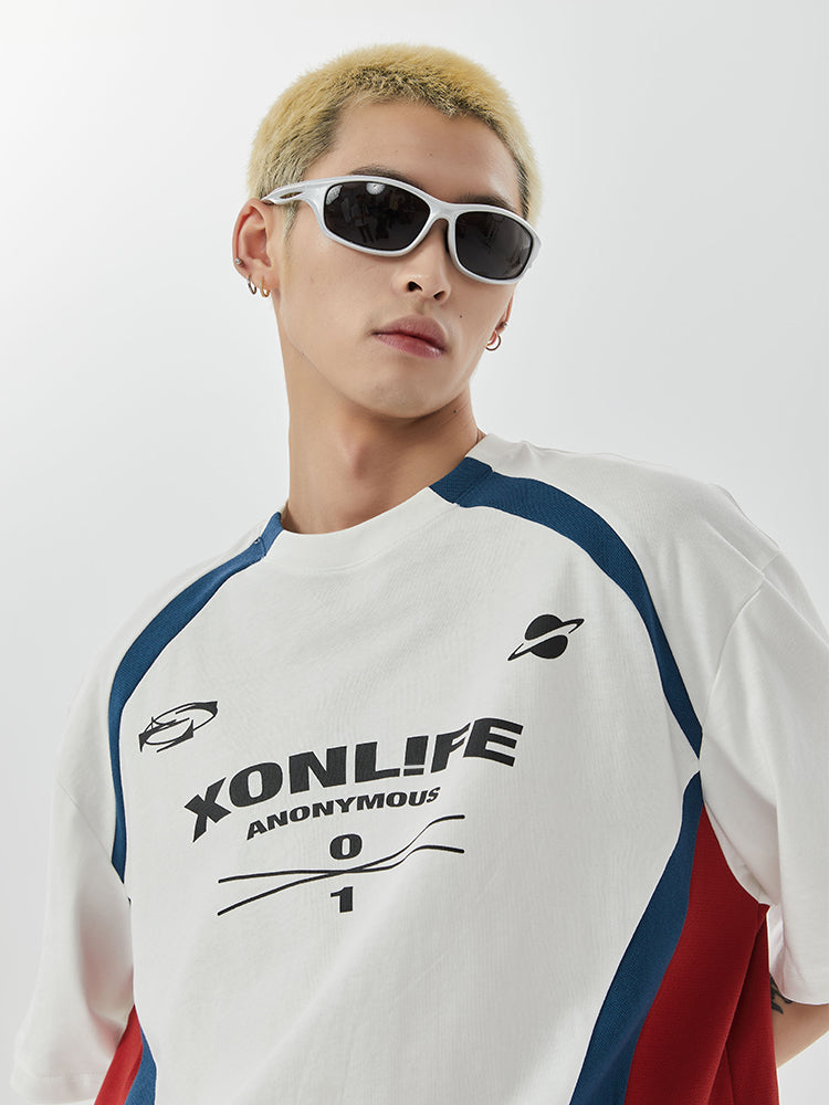 XONLIFE Contrast Color Letter Print Soccer Jersey Tee | Face 3 Face