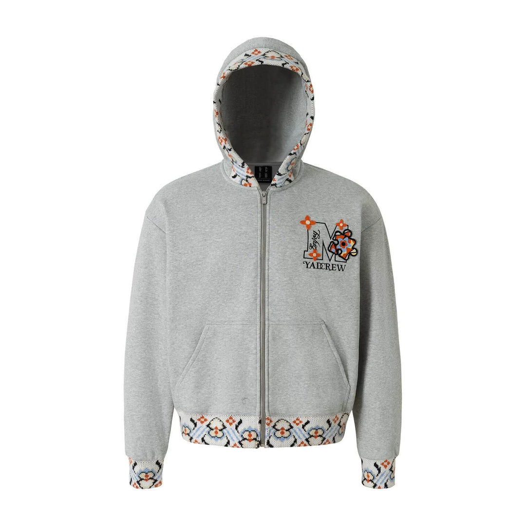 YADcrew x MEDM Ethnic Ribbed Zip Up Hoodie | Face 3 Face