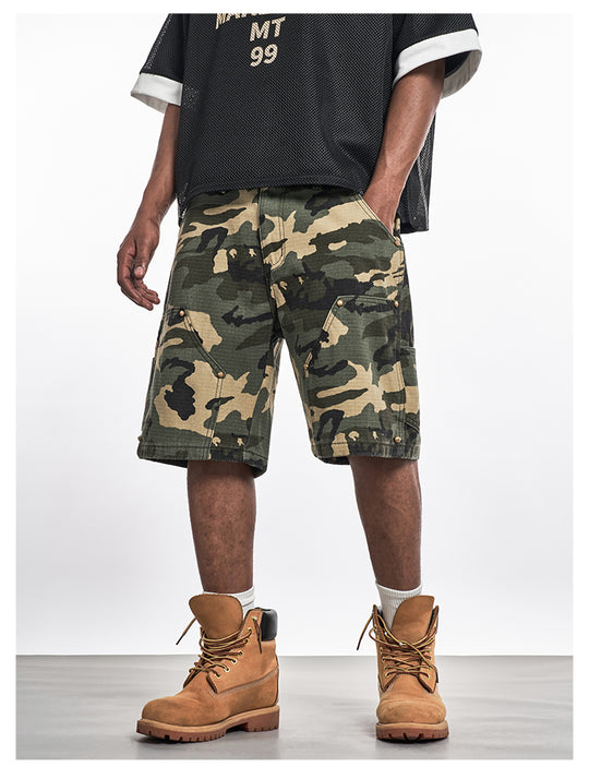 F3F Select Ripstop Double Knee Camouflage Studs Work Shorts | Face 3 Face
