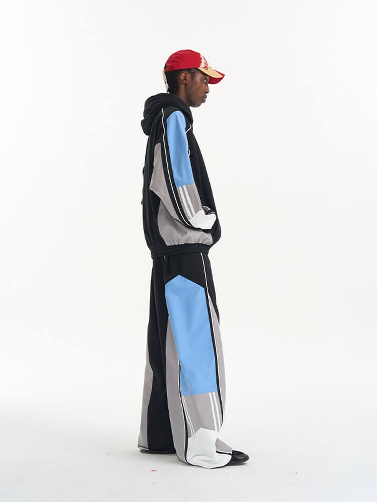 EXITMODE BY BLIND NO PLAN Horse Embroidered Color Block Hooded Track Jacket | Face 3 Face