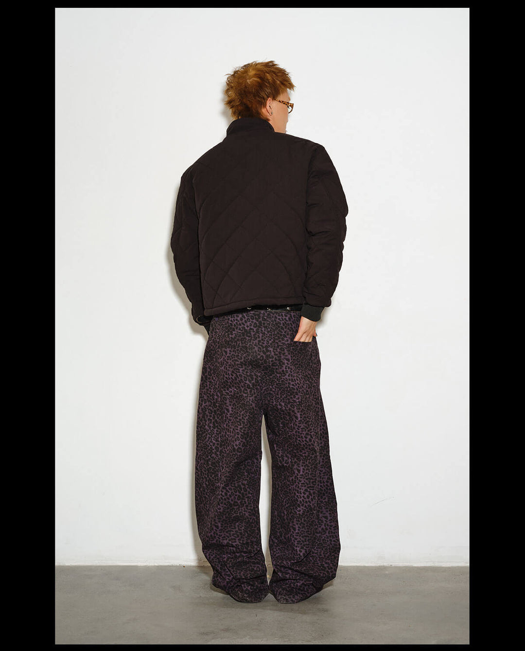 NOVACAM Purple Leopard Print Curved Baggy Pants | Face 3 Face