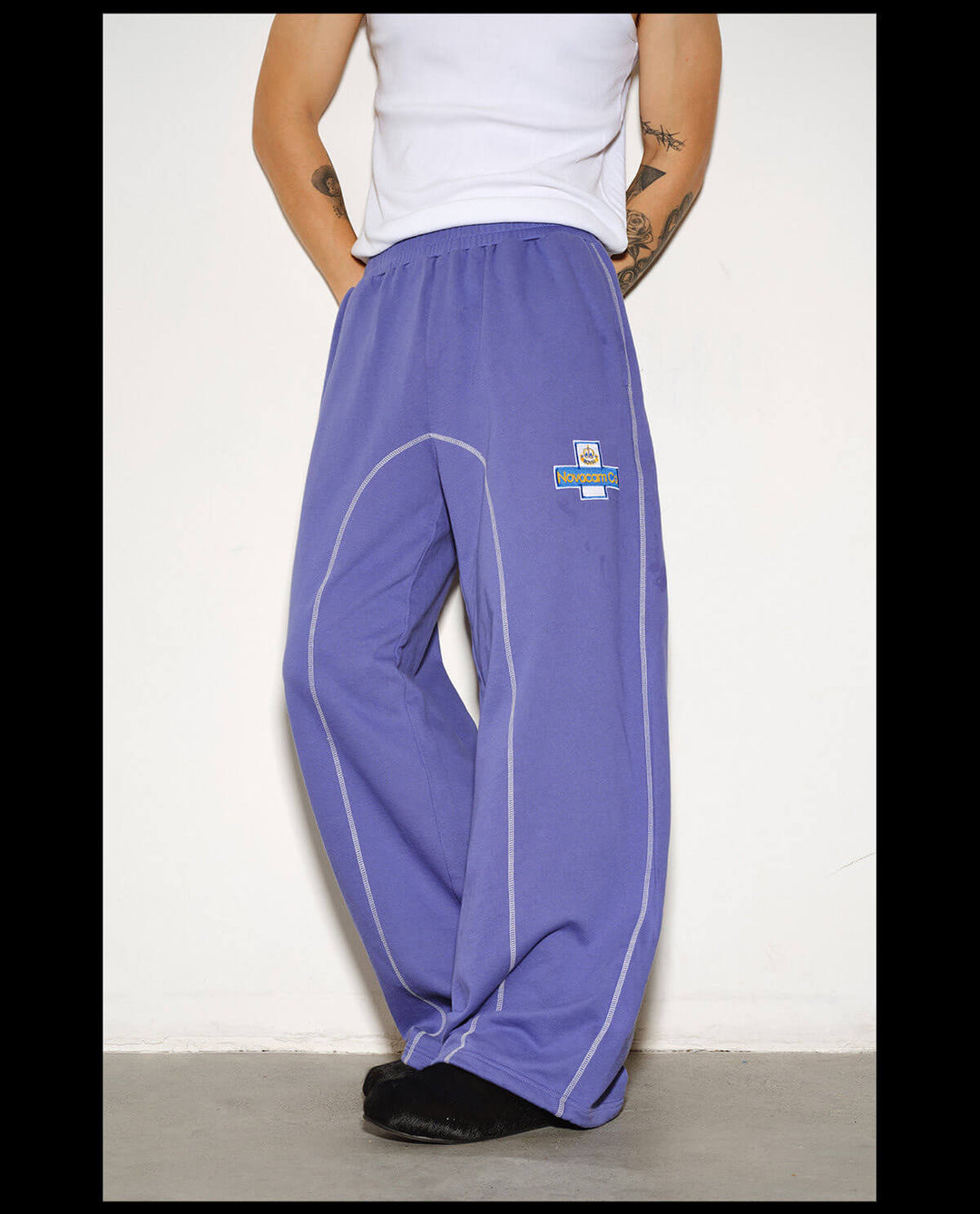 NOVACAM Inspired Embroidered Curved Baggy Sweatpants | Face 3 Face