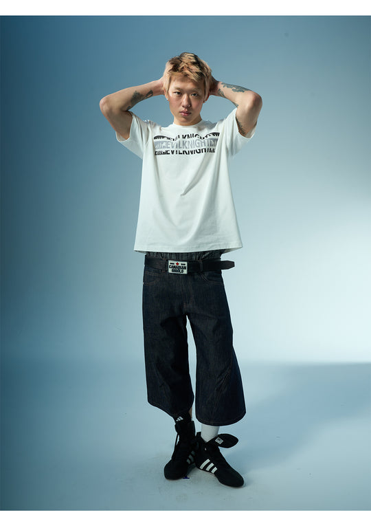 EVILKNIGHT(EK) Devil's Evolution Letter Distressed Print Tee | Face 3 Face