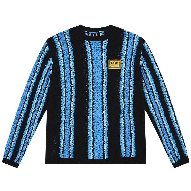 MEDM Multi Color Striped Open Knit Sweater | Face 3 Face