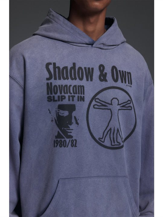 NOVACAM Washed Distressed Black Circle Hoodie | Face 3 Face