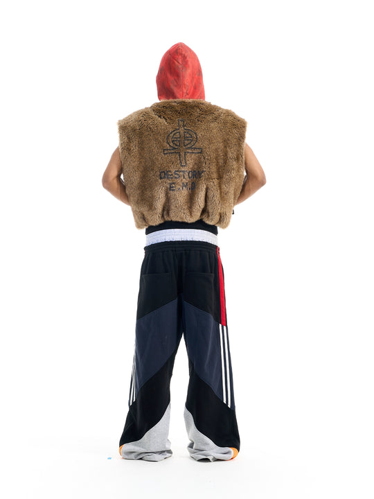 BLIND NO PLAN Patchwork Fur Hooded Vest | Face 3 Face