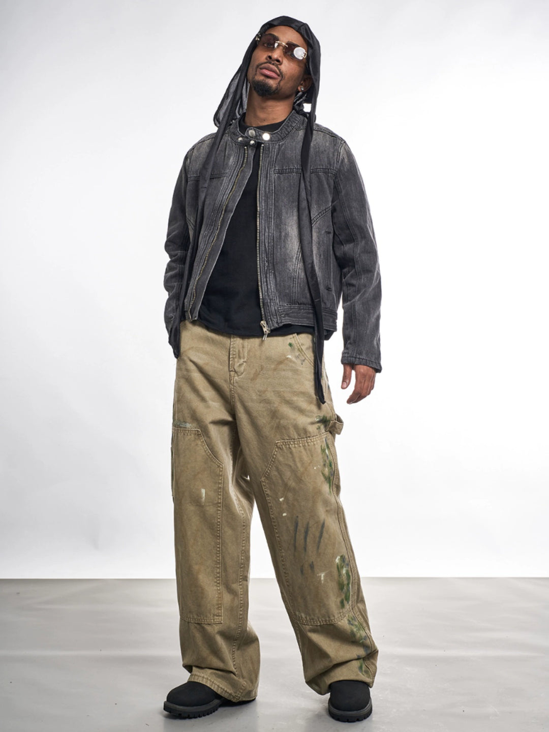 F3F Select Scratched Ink Distressed Double Knee Work Pants | Face 3 Face