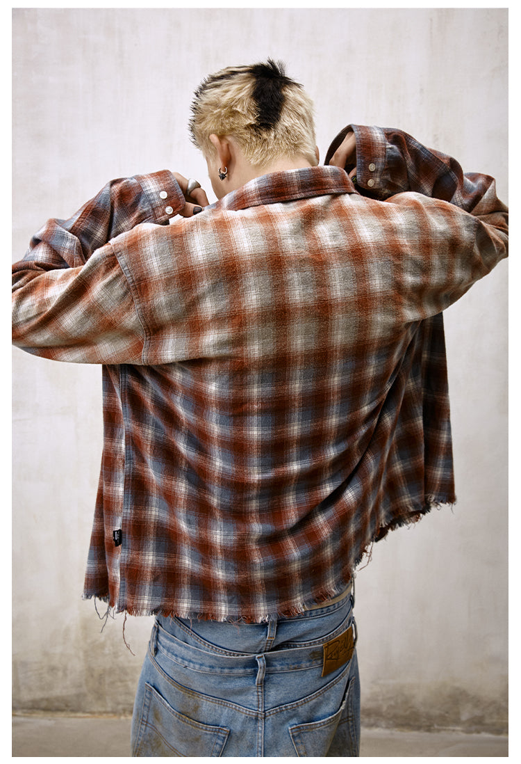 Remedy Gradient Washed Plaid Long Sleeve Shirt | Face 3 Face