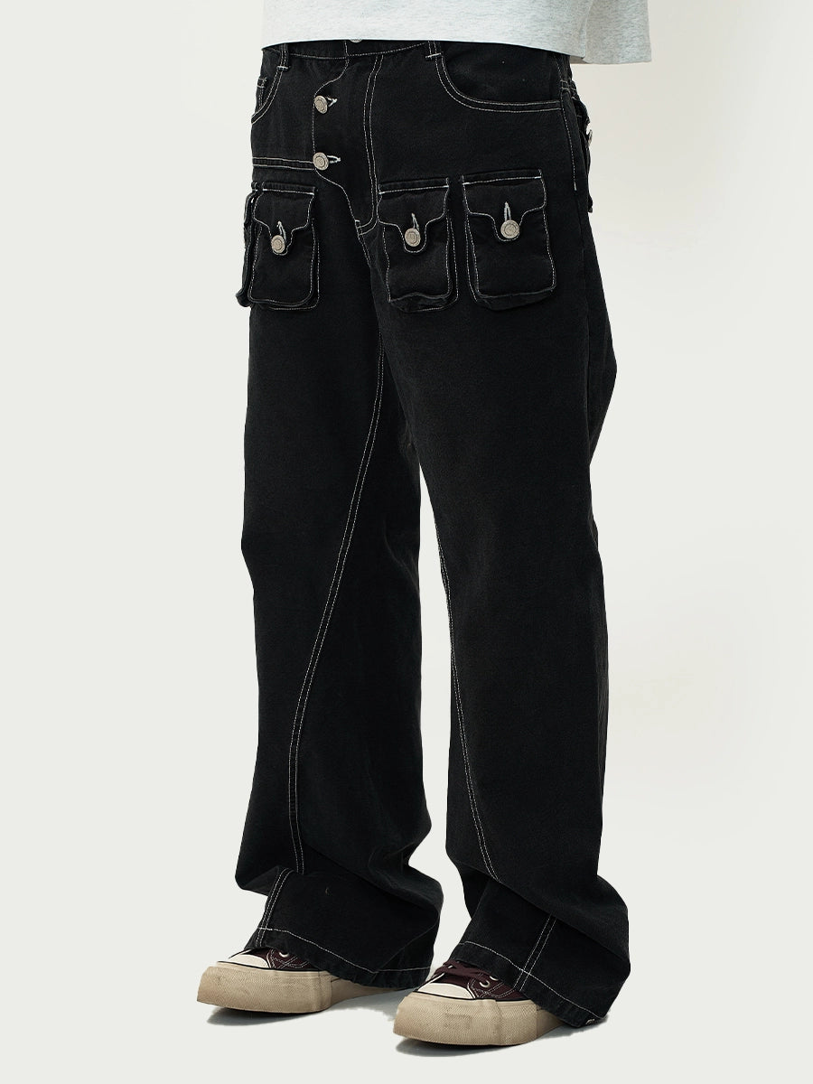 EVILKNIGHT(EK) Multi Pocket Button Fly Canvas Pants | Face 3 Face