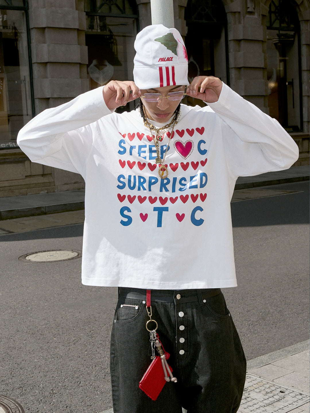 STEEPC Hand Stitched Heart Print Long Sleeve Tee | Face 3 Face
