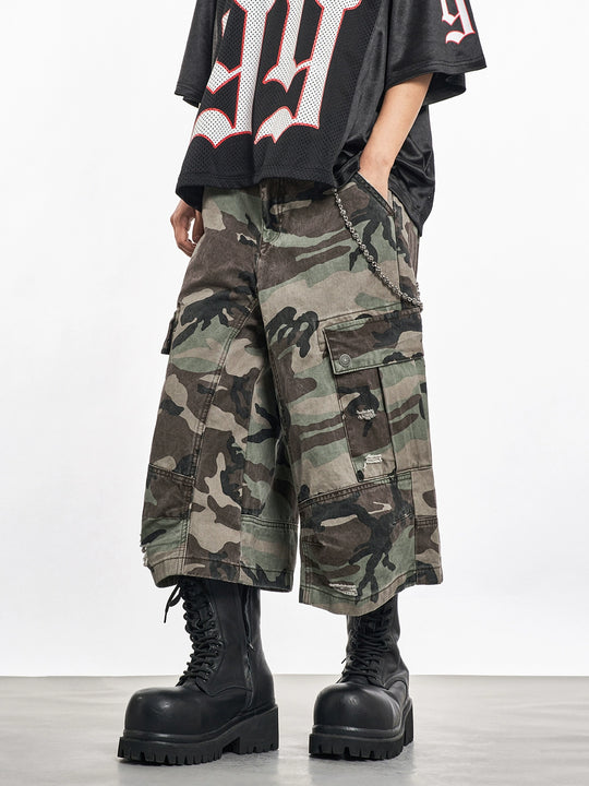 F3F Select Multi Pocket Camouflage Baggy Shorts | Face 3 Face