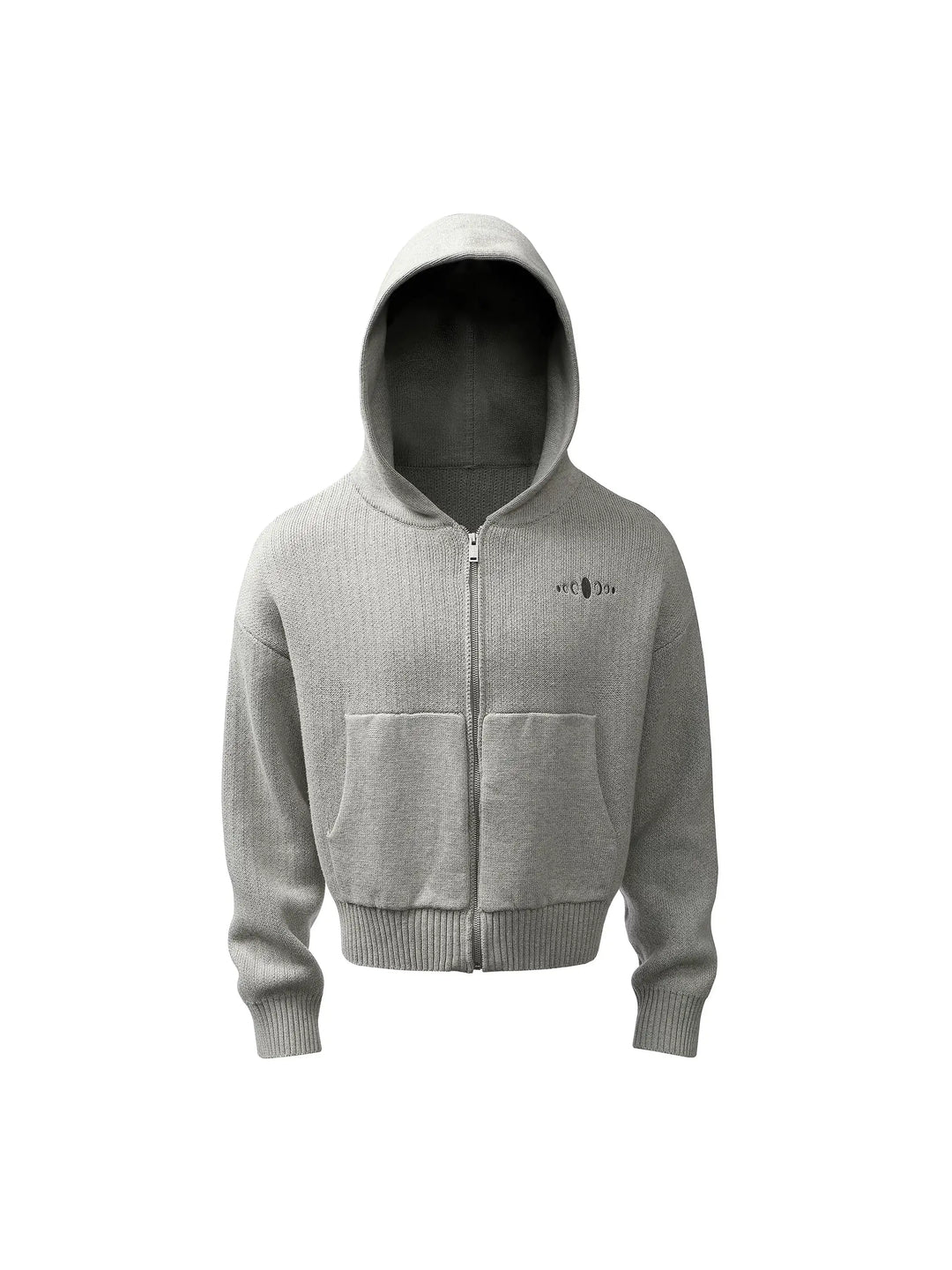 KARMANISTIC Embroidered Zip Up Knit Hoodie | Face 3 Face