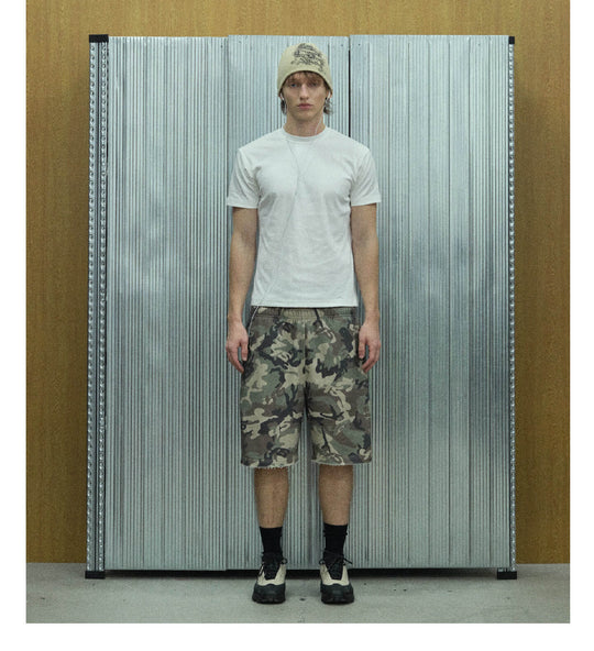 S45 Camouflage Cutoff Sweat Shorts | Face 3 Face