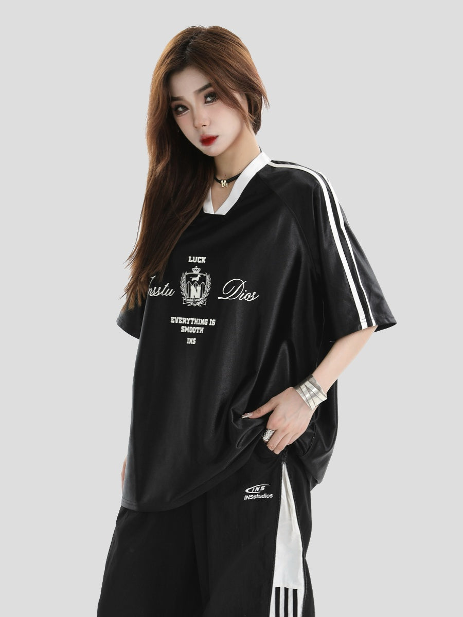 INSstudios Contrast Striped V-neck Soccer Jersey | Face 3 Face