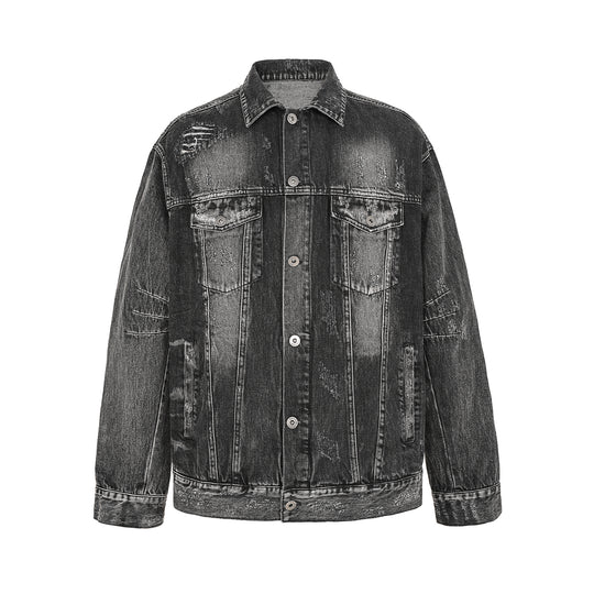 UNDERWATER Sand Wash Cut Destroyed Denim Jacket