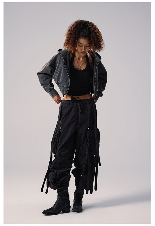 Remedy Backpack Design Washed Denim Short Jacket | Face 3 Face