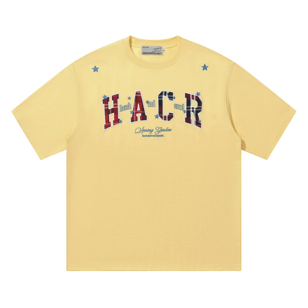 Harsh and Cruel HACR Stars Plaid Patch Embroidered Tee | Face 3 Face