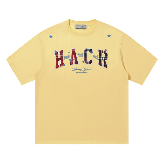 Harsh and Cruel HACR Stars Plaid Patch Embroidered Tee | Face 3 Face