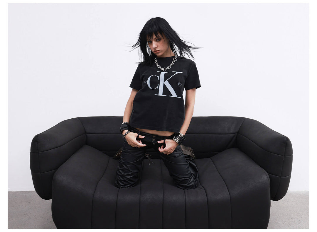 ANTIDOTE Slogan Print Washed Short Sleeve Tee | Face 3 Face