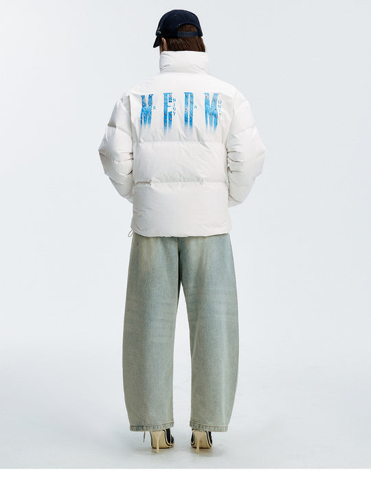 MEDM Rhinestone Studded Logo Down Jacket | Face 3 Face