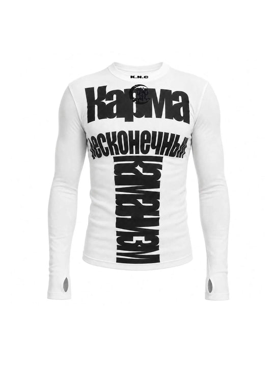 KARMANISTIC Big Logo Print Stretch Slim Fit Long Sleeve Tee | Face 3 Face