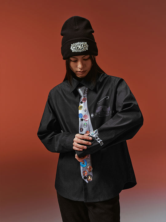 YADcrew 3D-Printed Tie & Badge Long-Sleeve Shirt | Face 3 Face