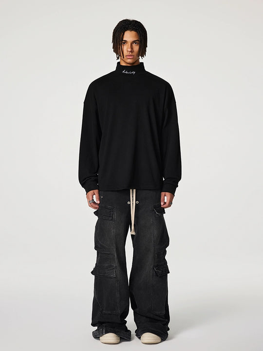 Achock Loose Half High Neck Long Sleeve Tee | Face 3 Face